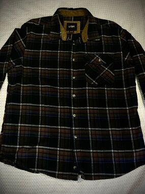 CQR Men's Black & Brown Plaid Button-Down Shirt